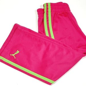 Puma Sport Lifestyle Pink & Green Pull On Athletic Workout Pants Size 3T